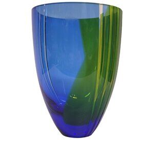 Waterford Evolution Reef Waters 8" Vase Blue & Green Glass Made in Poland 140127